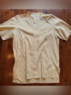 Pancaldi & B Italian Tailor Striped Men’s Shirt Gold Green Button Elephant Crest